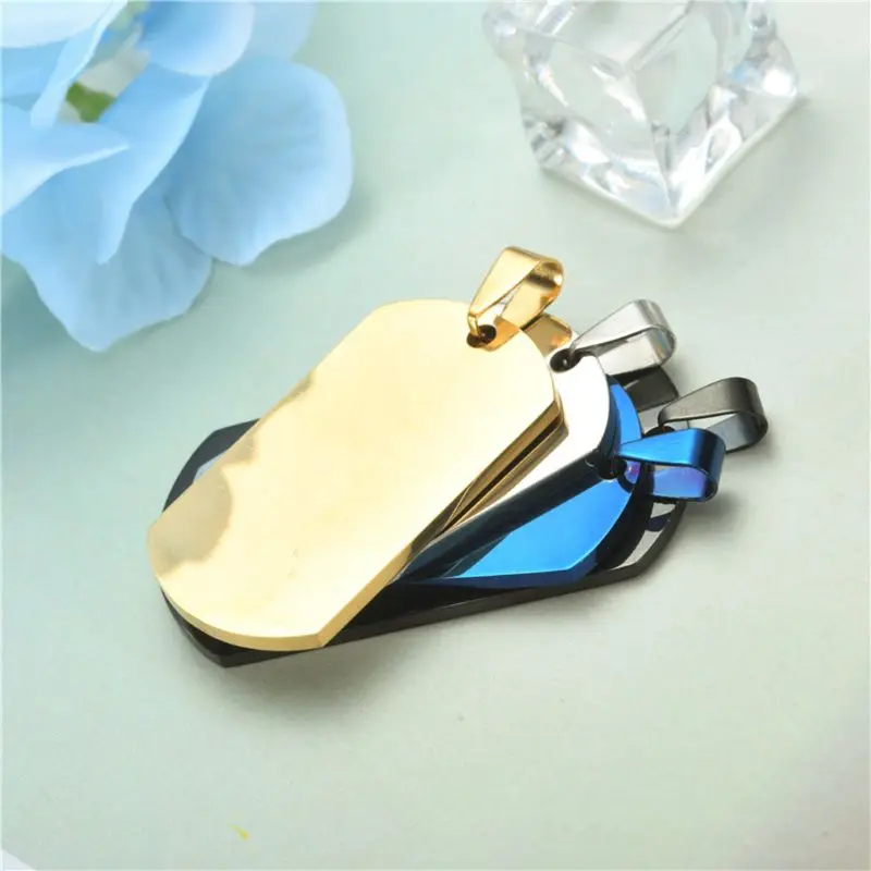 

69HB Military ID Stainless Steel Name Blank Dog Tags Pendant Rectangle Jewelry