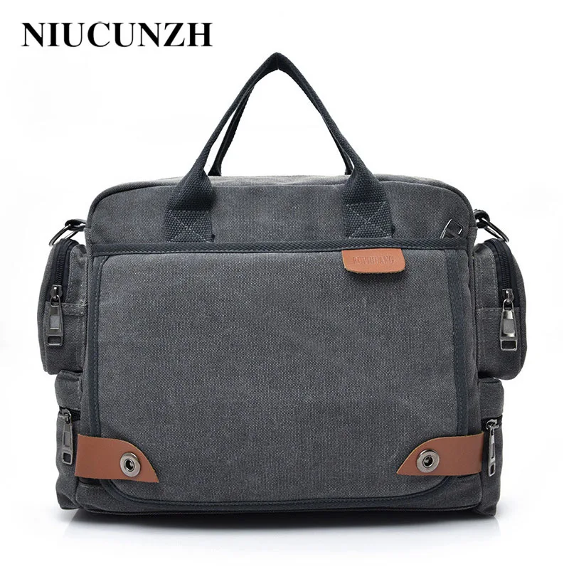 NIUCUNZH Men's Canvas Briefcase Fit 14inch Laptop Bag For Men Handbag For Documents Men's Shoulder Bag Man's Business Bag New