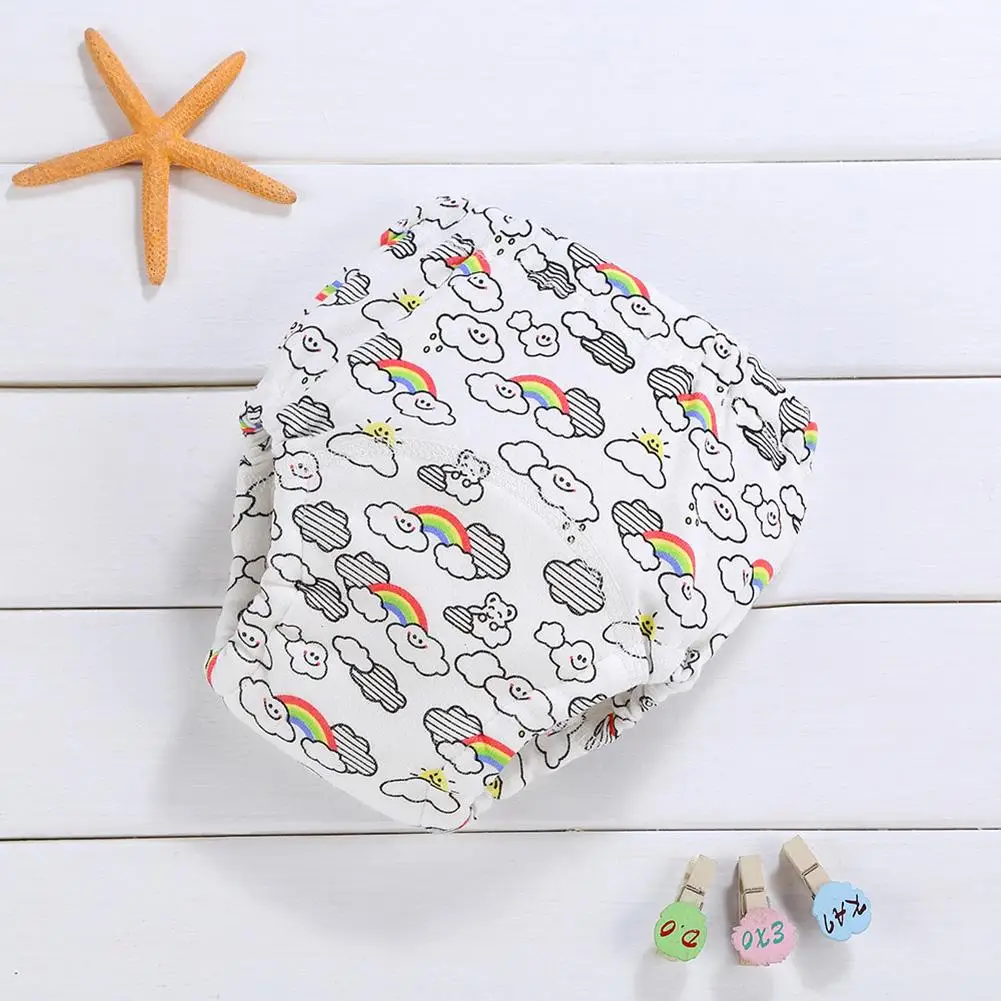 

6pcs Reusable Nappies Baby Diapers Boy Girl Personality Breathable Cartoon Printing Splicing Underpants for Infants Changing