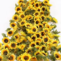 3pcs artificial flowers silk sunflower garland sunflower vine with green leaves for wedding home party table decoratio