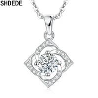 shdede 925 silver pendants necklace women embellished with crystals from austrian ladies jewelry valentines day gift wh155