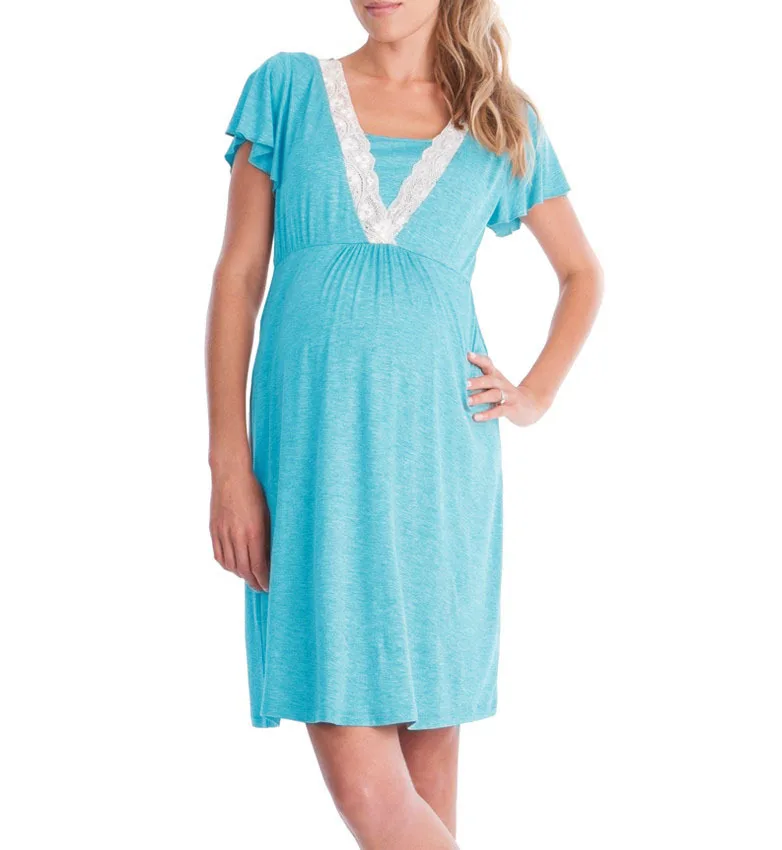 Maternity Breastfeeding Dresses Pregnant Women's High Waist Fold Dress Comfy Pregnancy Nursing Cotton Evening | Мать и ребенок