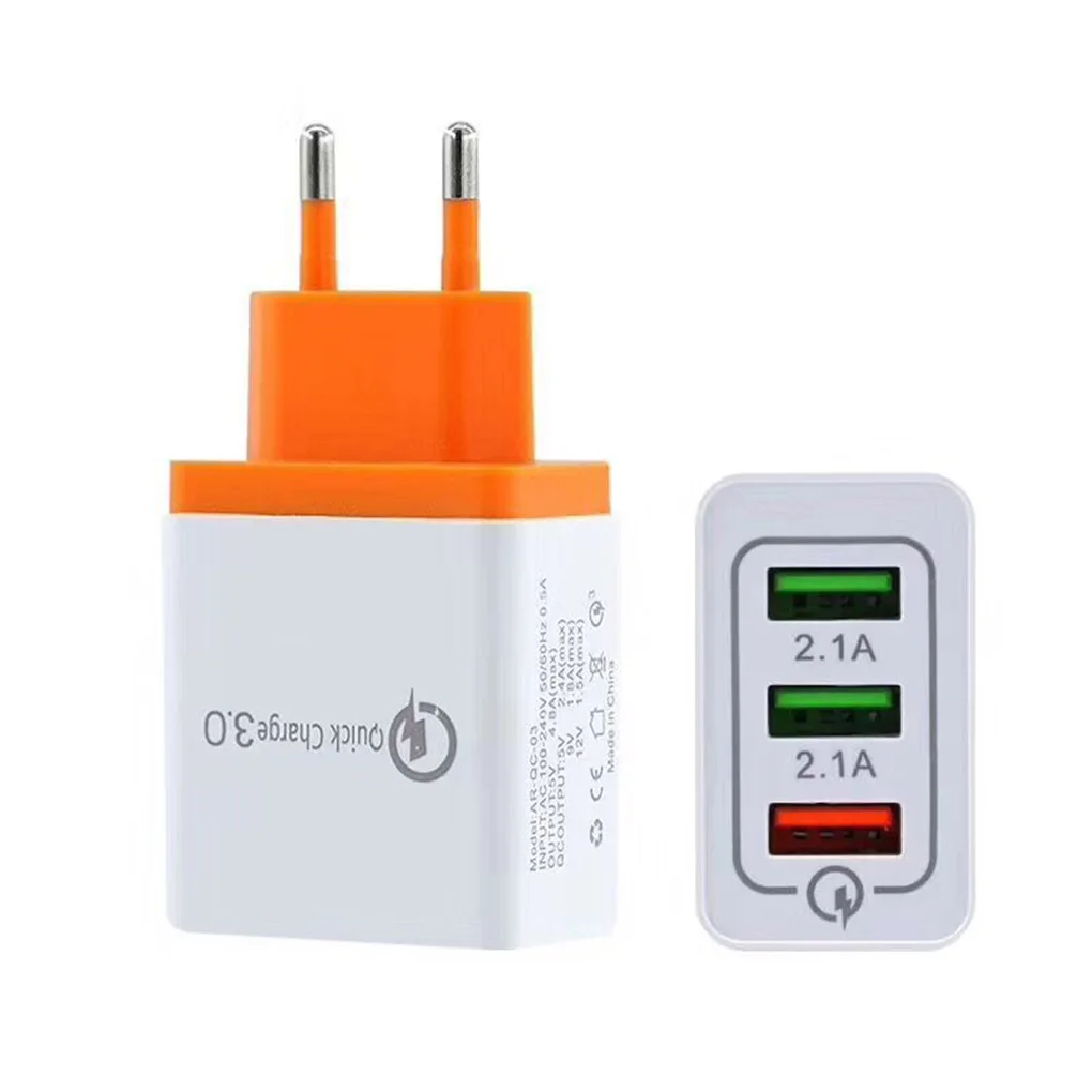 Orange ЕС/США штекер Smart путешествия 3 USB зарядное устройство адаптер настенный портативный быстрая зарядка мобильного телефона для iPhone для Android - Тип штекера: Orange