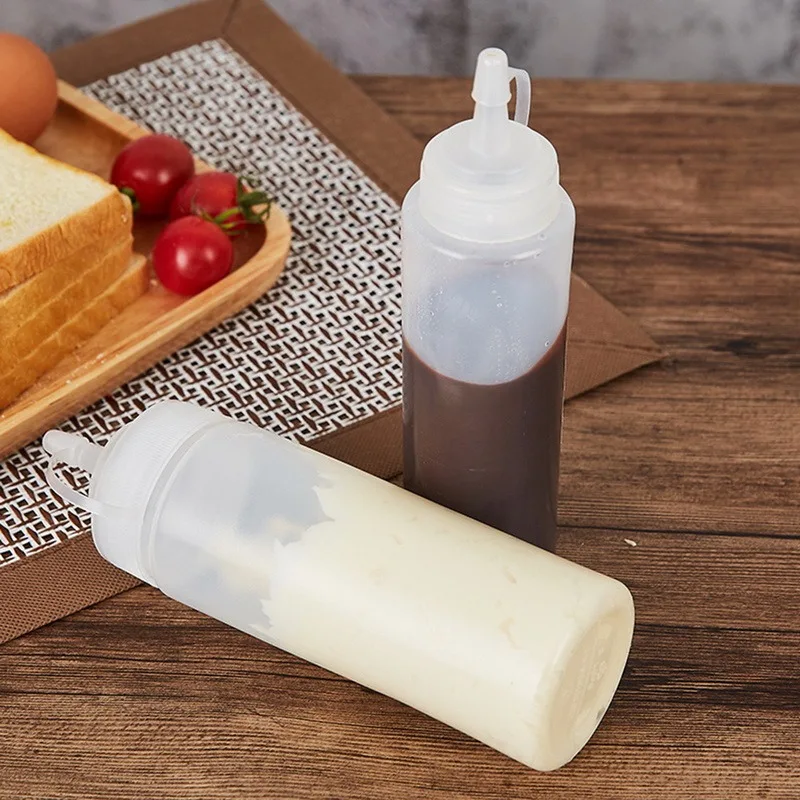

PE Plastic Scale Squeeze Bottles With Lids Leak-proof Ketchup Sauce Bottle For Kitchen Salad Dressing Oliver Oil Needle-nosed