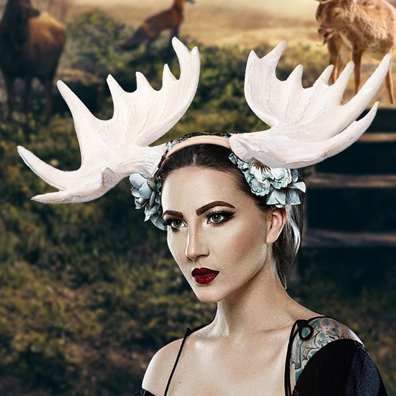 

Оголовье с оленьими рогами, фотореквизит для косплея, реквизит для Хэллоуина, карнавала вечерние, милый реквизит для фотосъемки