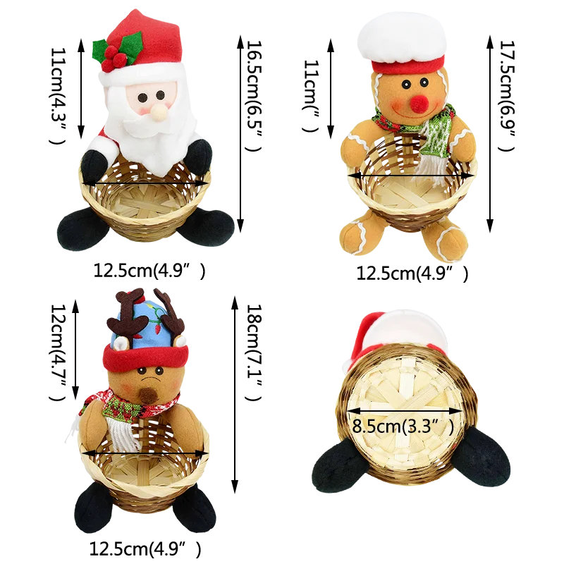 

1Pcs Happy New Year Christmas Candy Storage Basket Decor Santa Claus Snowman Elk Storage Basket For Christmas Candy Container