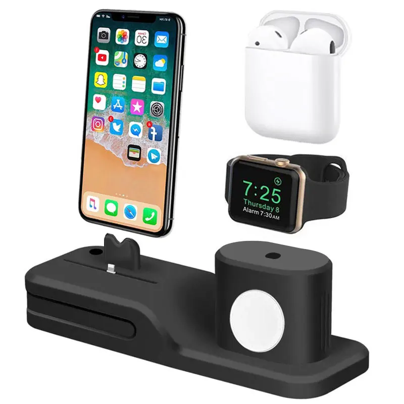 Многофункциональная зарядная док-станция Подставка для Airpods iPhone X 7 8 6 6s plus 5 зарядная док-станция Подставка для Apple watch 4 3 2