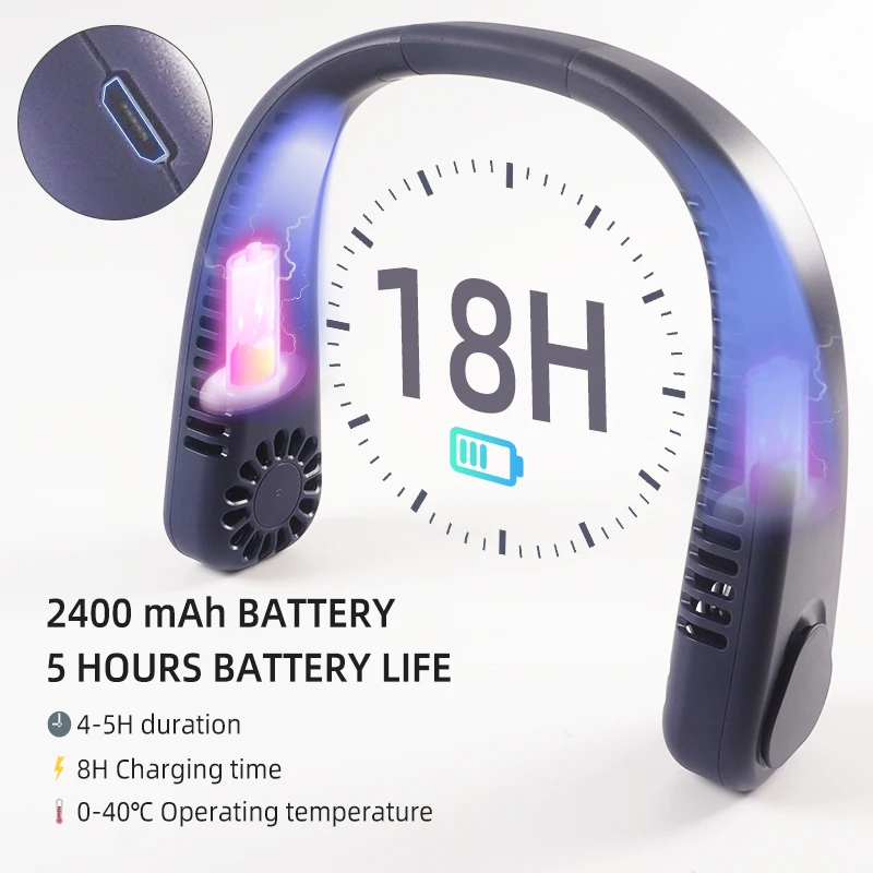

Mini Neck Fan Portable Bladeless Fan Rechargeable Leafless Hanging Fans Air Cooler Cooling Wearable Neckband Fans
