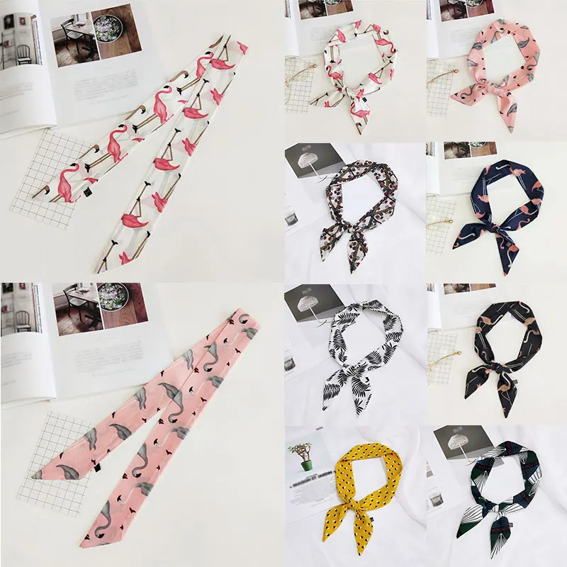 Женский шелковый шарф с принтом фламинго летняя повязка на голову в стиле бохо| |