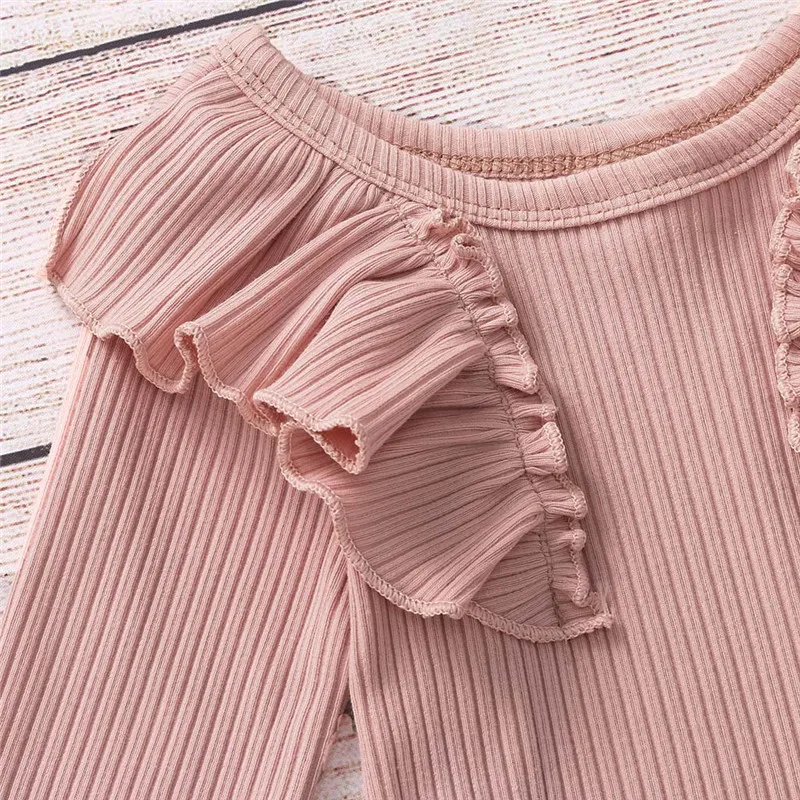 Однотонный топ с длинным рукавом для маленьких девочек + юбка на подтяжках