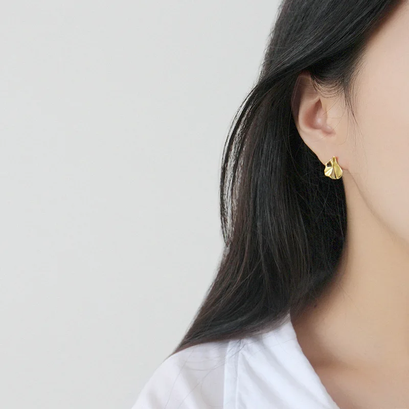 

CH-1314 Korean S925 Sterling Silver Stud Earrings Irregular Concave Convex Geometry Women's Stud Earrings