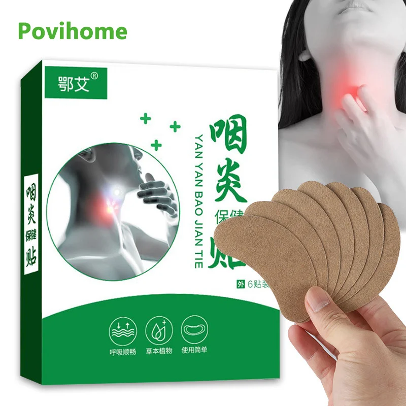 

6pc Sore Throat Relief Patch Medical Treatment Chronic Pharyngitis Dry Throats Halitosis Anti Inflammation Herb Medicine Plaster