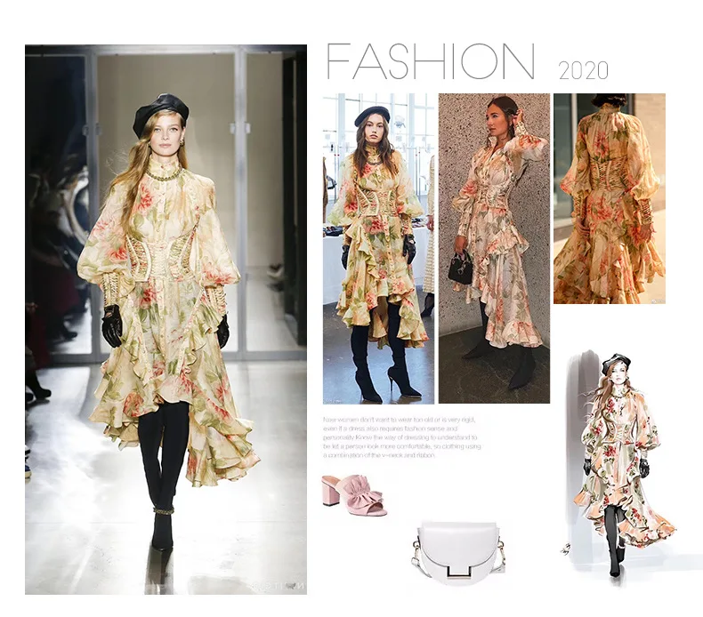 

SONDR 2021 New High Collar Lantern Sleeves Vintage Zippers Sashes Ruffles Asymmetrical Organza Dress Two Pieces Vestido