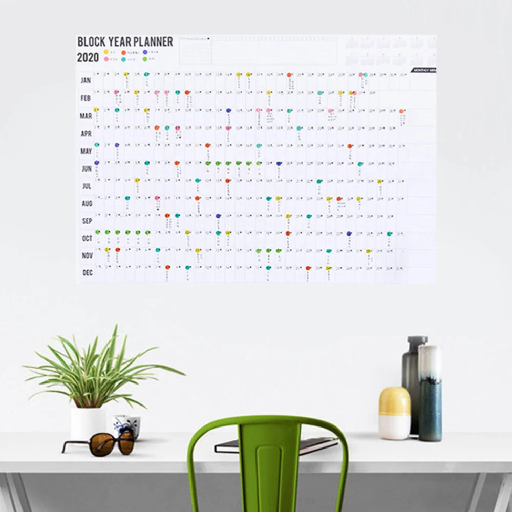 

2PCS 2020 Nordic Style Year Annual Plan Calendar Daily Schedule Wall Planner Stationery for Study Planning Learning