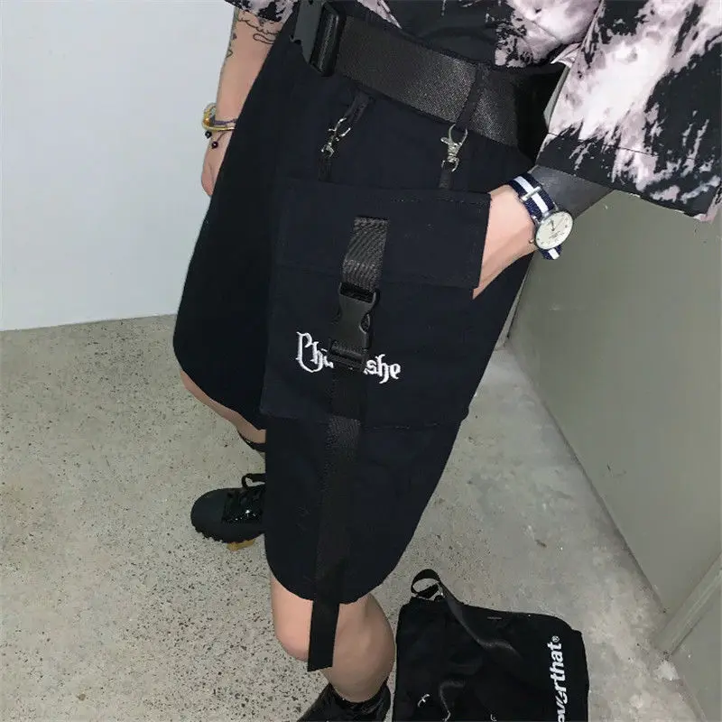 

Women Fashion shorts summer high waist loose casual wide leg shorts Embroidered letters five points shorts Russian Hot Selling