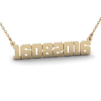 personalized date of birth necklace women stainless steel chain nameplate jewelry custom anniversary date pendant necklaces