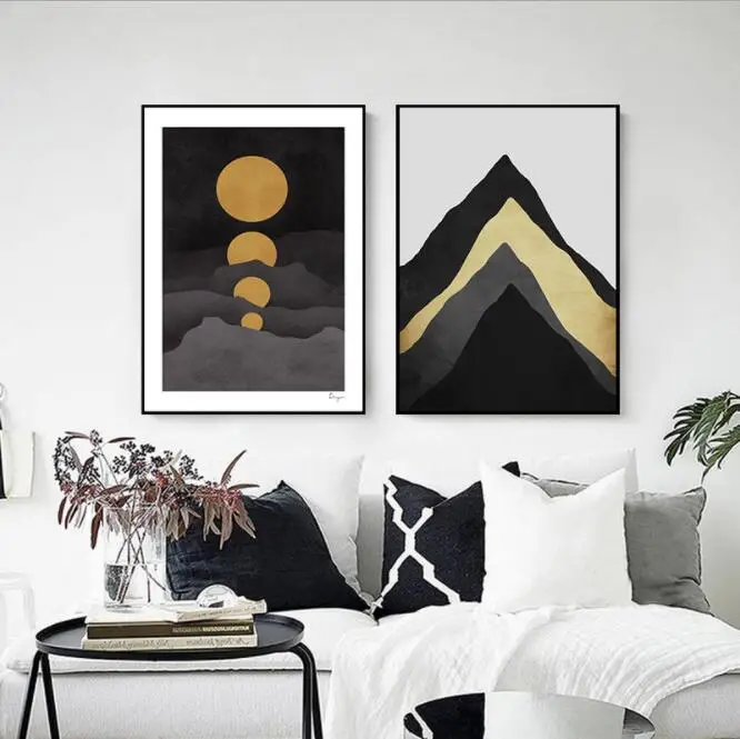 Скандинавские плакаты и принты абстрактный пейзаж горная Луна настенная