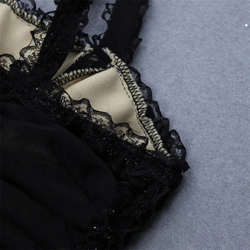 Женское вечернее платье с рюшами облегающее кружевное до колена на тонких