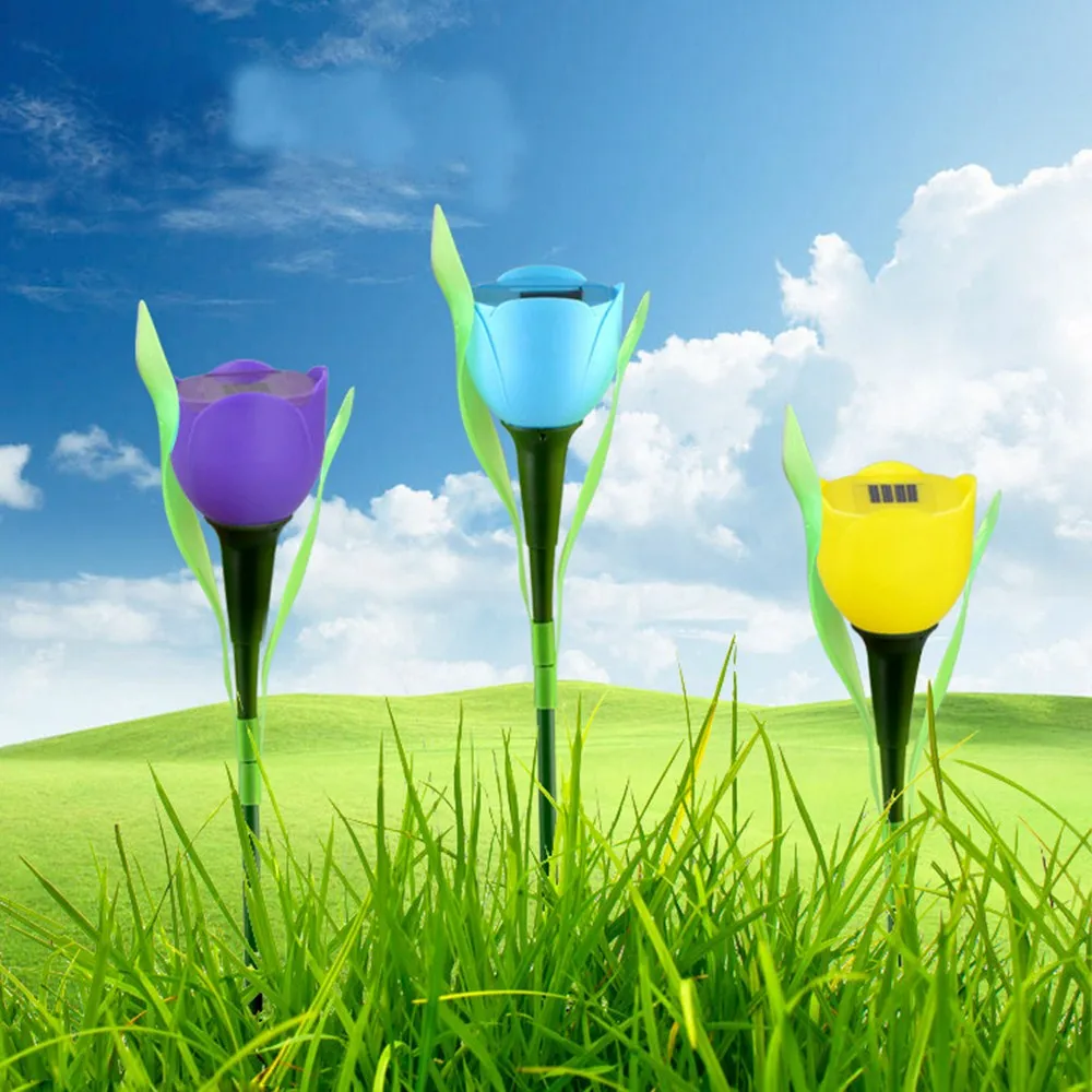 Солнечный тюльпан цветок лампа водонепроницаемый IP65 Сад Двор Путь Газон вставка