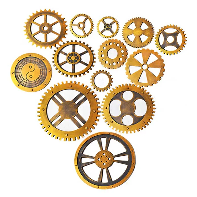 Ретро промышленные деревянные колеса передач Искусство ремесло кофе бар