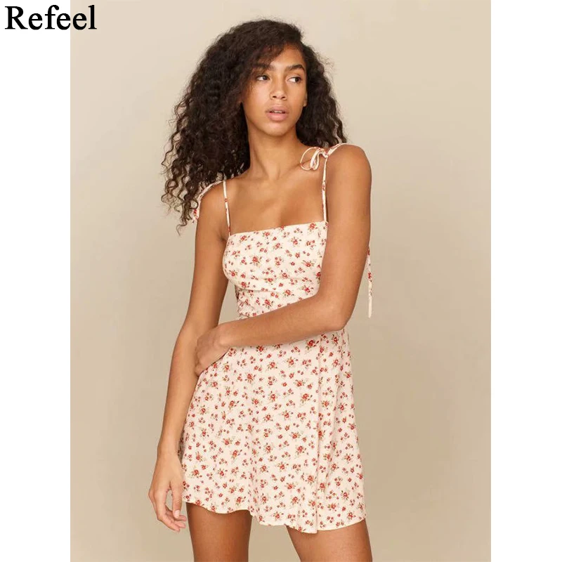 

Женское платье на бретелях-спагетти, винтажное платье с цветочным принтом в стиле блогера, для ношения летом, 2021