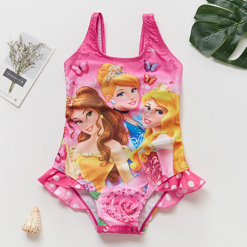 New Kids& Baby Girls Swimsuit 2~16Y Girls Swimwear Children one piece Cartoon Swimwear High quality Kids Beach wear- 9021MIX - Цвет: ST157 pink
