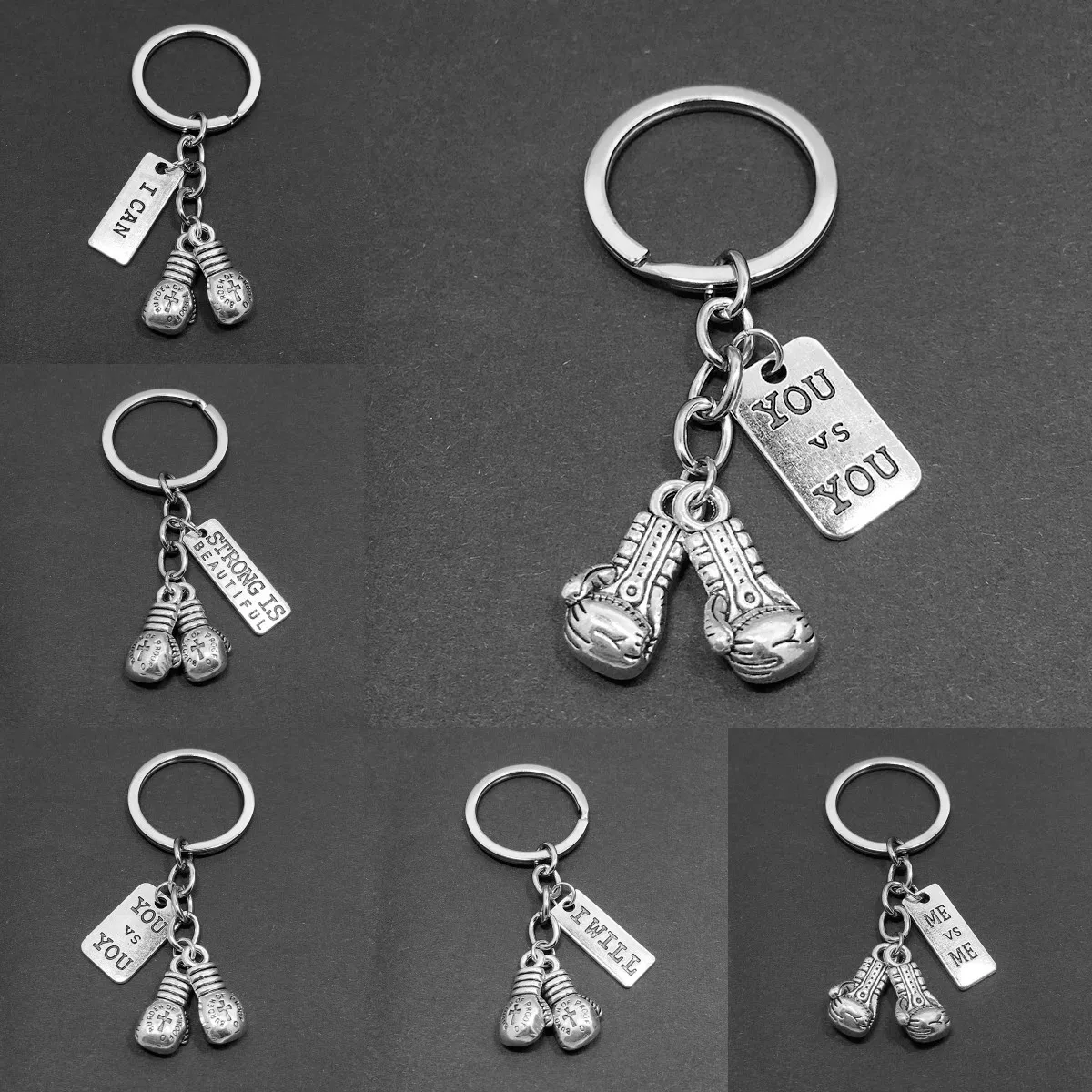 

Fashion Keychain Boxing Gloves Pendant Boxer Movement Keychain DIY Fighting Jewelry Men's Car Keyring Souvenir Gift