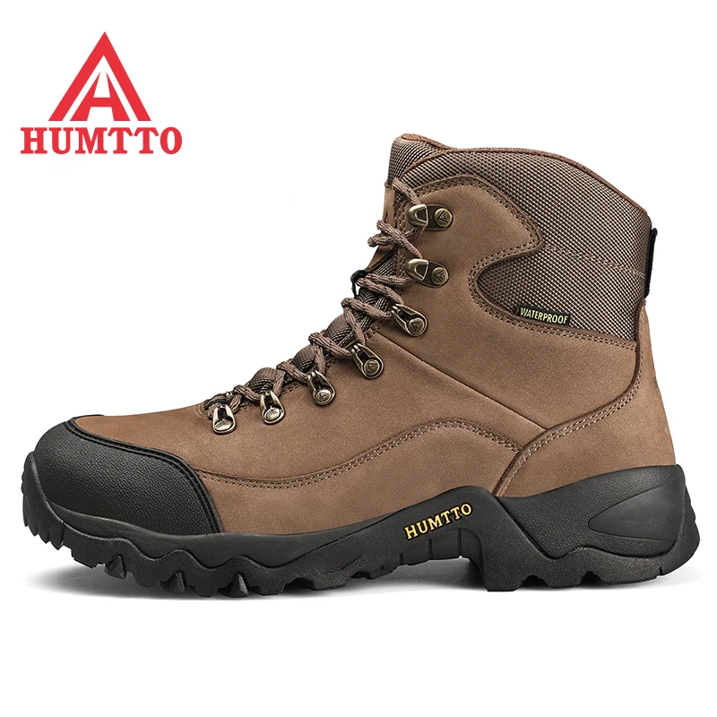 HUMTTO Waterproof Hiking Shoes Outdoor Mens Climbing Camping Men Boots Genuine Leather Professional Trekking Mountain Sneakers