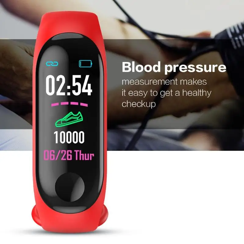 Водонепроницаемый смарт-браслет M3 с функцией измерения кровяного давления и