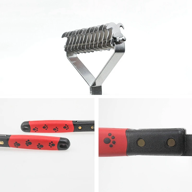 2-сторонний безопасный Dematting гребень грабли для удаления волос расческа собак