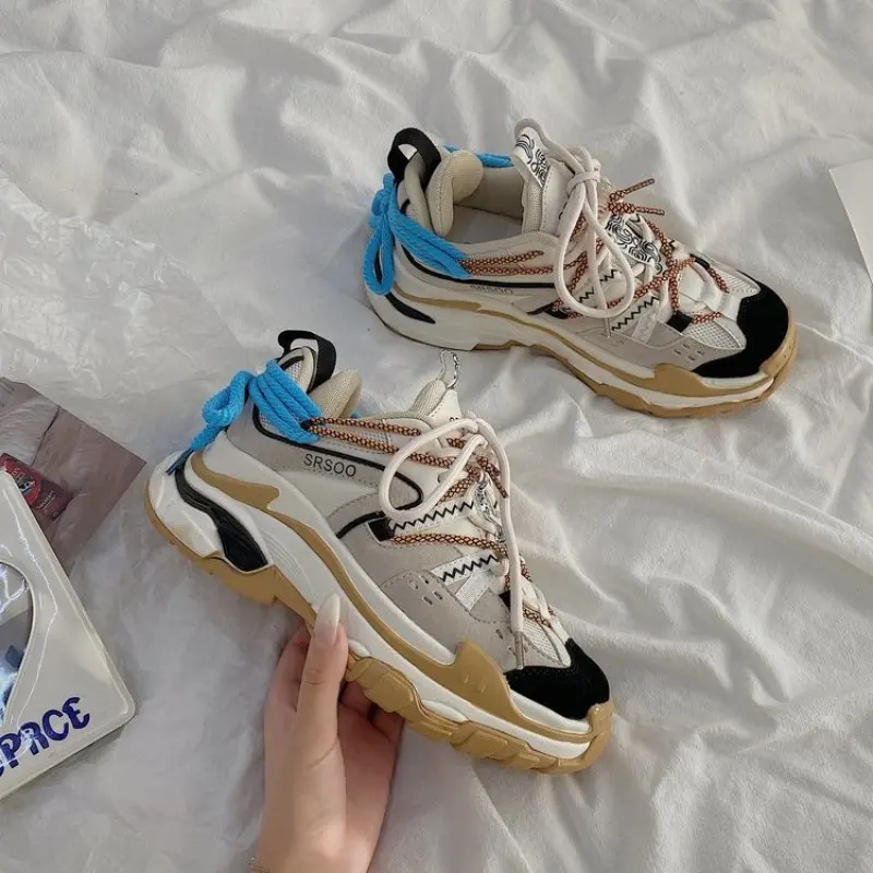 

2020 Autumn Woman Old Dad Shoes Fashion Sneakers Luxury Brand Platform Sports Casual Shoes Chunky Vulcanized Shoes Women Black