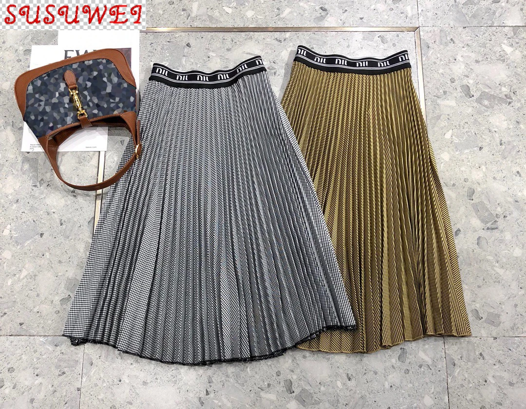 

Плиссированная Юбка-миди с эластичным поясом, роскошный дизайн, Коллекция весна-лето 2021