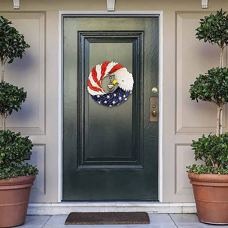

15Inch American Eagle Wreath Patriotic Wreath DIY Eagle Garland for Front Door Decoration