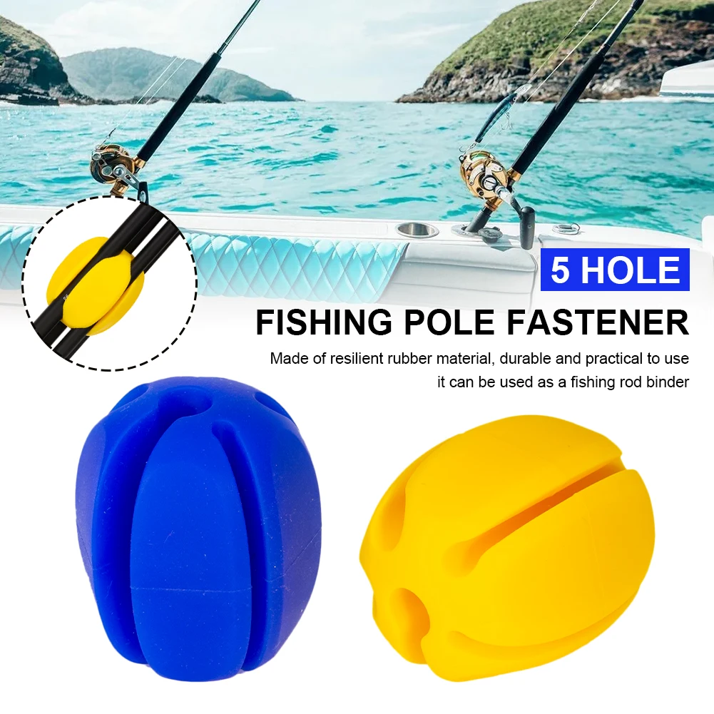 

Reusable Fishing Rod Tie Holder 5 Hole Fishing Pole Fastener Binding Elastic Rubber Fish Pole Holder Fishing Tools Accessories