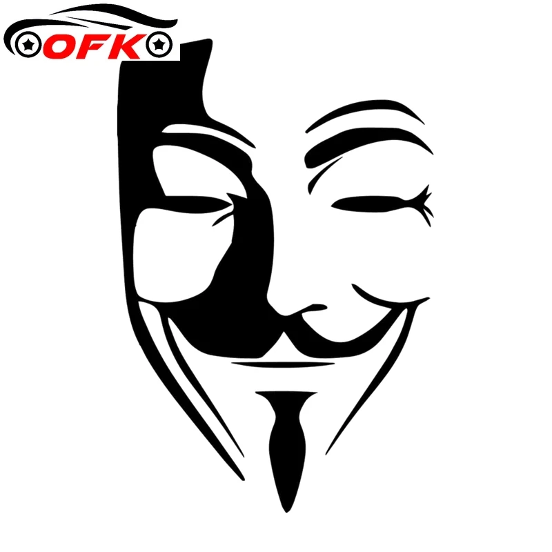 

Cool Anonymous Mask Car Sticker Vinyl Decals Waterproof on Body Rear Window