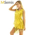 2021 латино-американских танцев, Одежда для танцев, сексуальные бальные платья Самба костюм вечерние платья сверкающих блесток с бахромой кисточками латинская красное платье