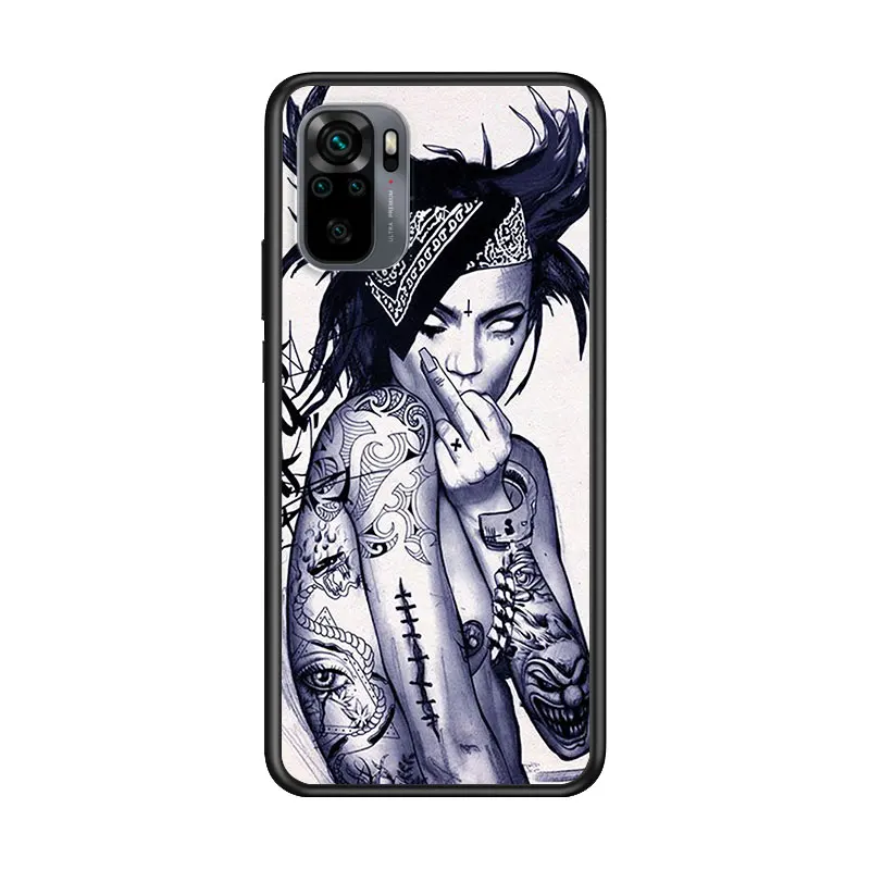 

Sexy Tattoo Girl for Xiaomi Redmi Note 10 10S 9 9T 9S 9Pro Max 8T 8Pro 8 7 6 5 Pro 5A 4X 4 Soft Black Phone Case