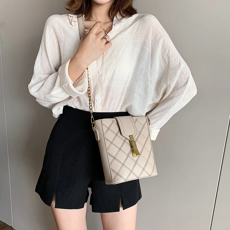 JIULIN Лето 2019 Новая корейская модная женская сумка наплечная Lingge chain tide|Сумки с