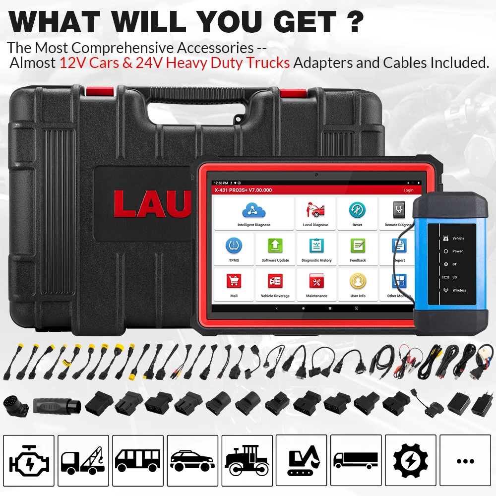 

LAUNCH X431 PRO3S+ V2.0 HDIII 12V Car/24V Truck/Heavy Duty 2 in 1 Diagnostic Tool OBDII Code Reader Auto Scanner X-431 PRO3S HD3