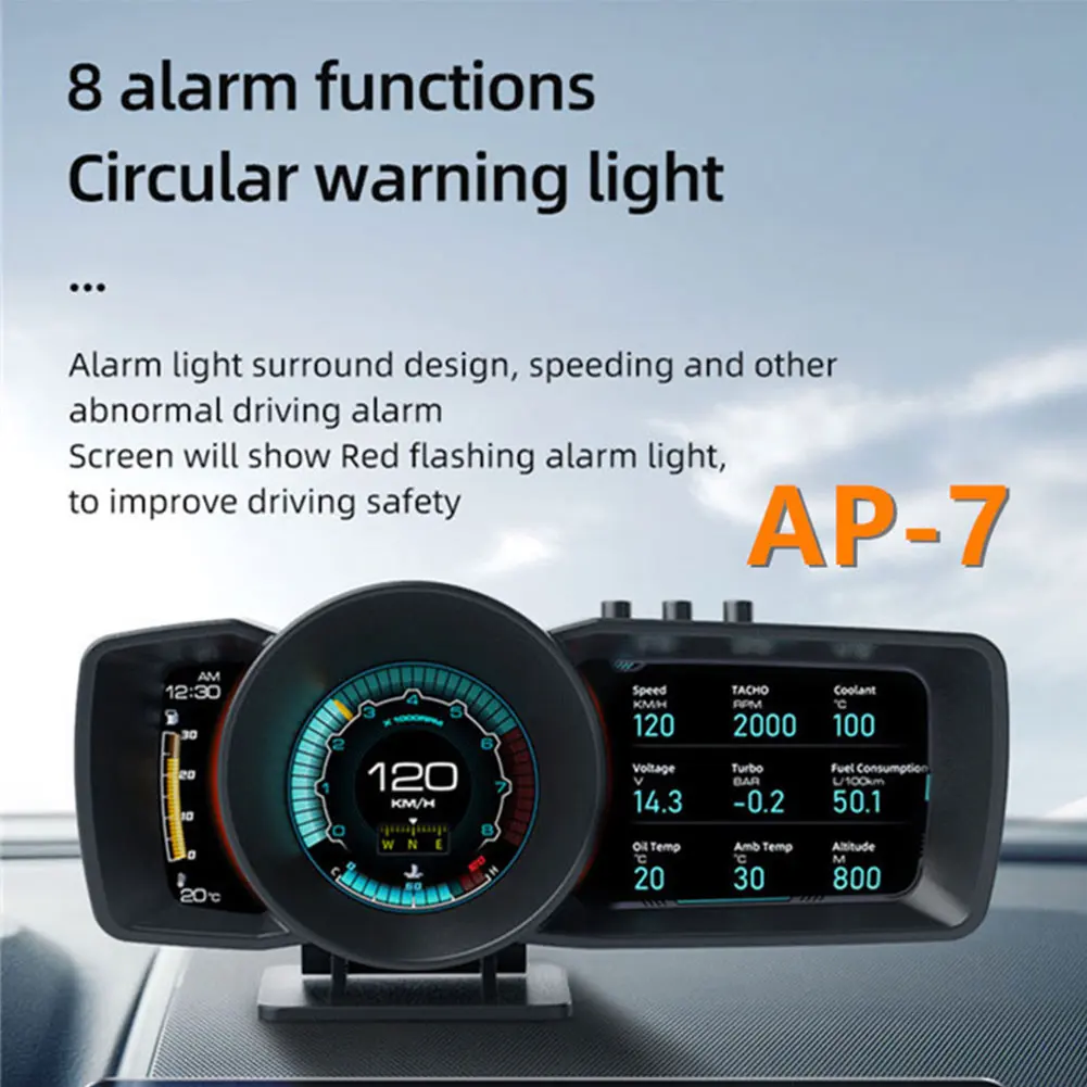 

Head Up Display Overspeed Warning Multiple Screen OBD2 GPS Multifunctional Accessories Alarm System Car Hud Digital Speedometer