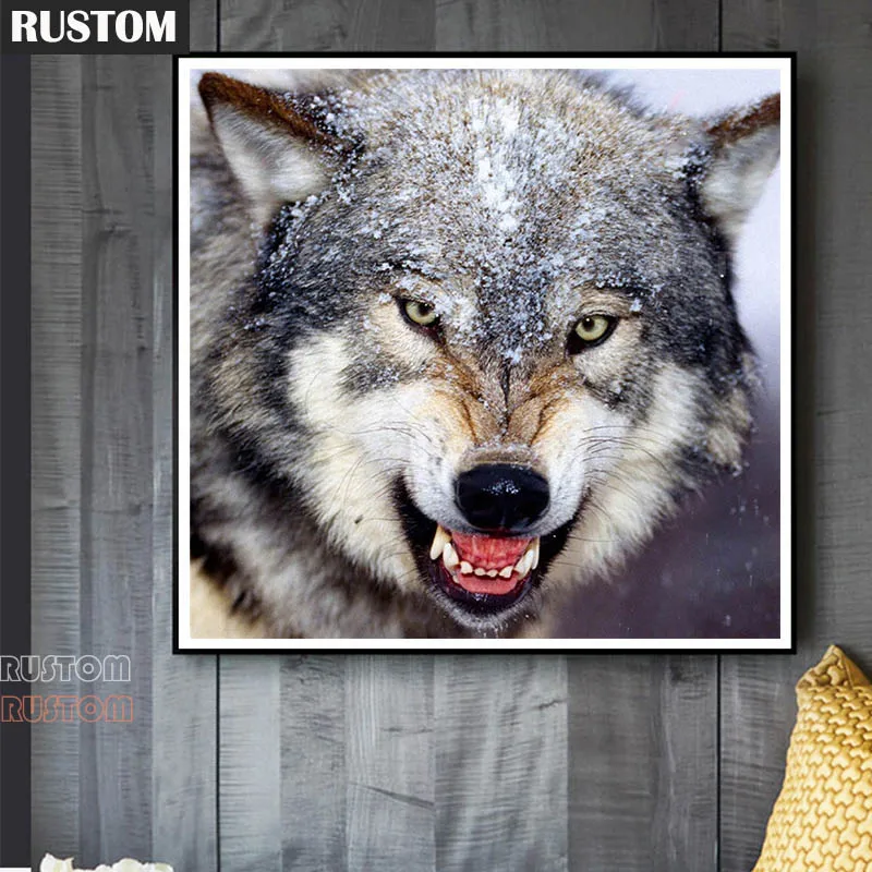 

Animal Wolf DIY Diamond Painting Cross Stitch Snow Wolves 5D Full Square Round Drill Handmade Mosaic Rhinestone Wall Room Decor