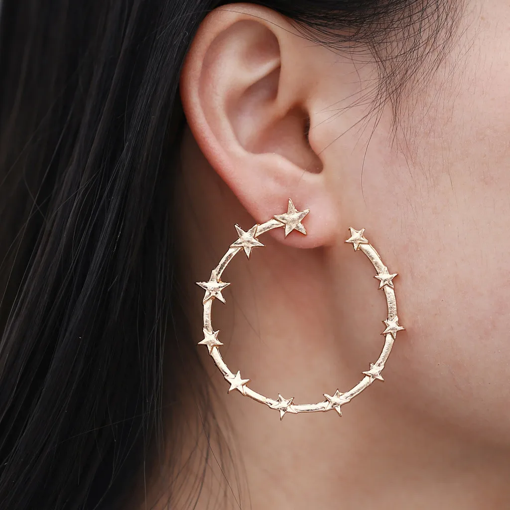 Панк минималистичные 40 мм большие круглые серьги кольца из Золотого