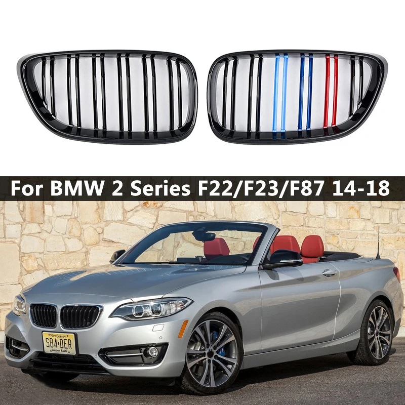 Pair M Color/Gloss Black/Matte Black Car Front Bumper Kidney Grill Grilles for BMW 2 Series F22 F23 F87 M2 Car Styling Accessory
