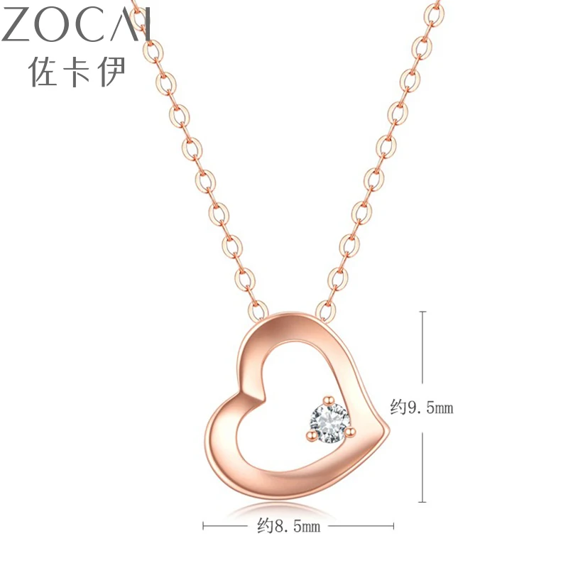 

ZOCAI Women Rose-Gold 18K Gold Heart Diamond Necklace Women Choker Pendant for Girl Embellished Jewelry Box Birthday Gift D06719