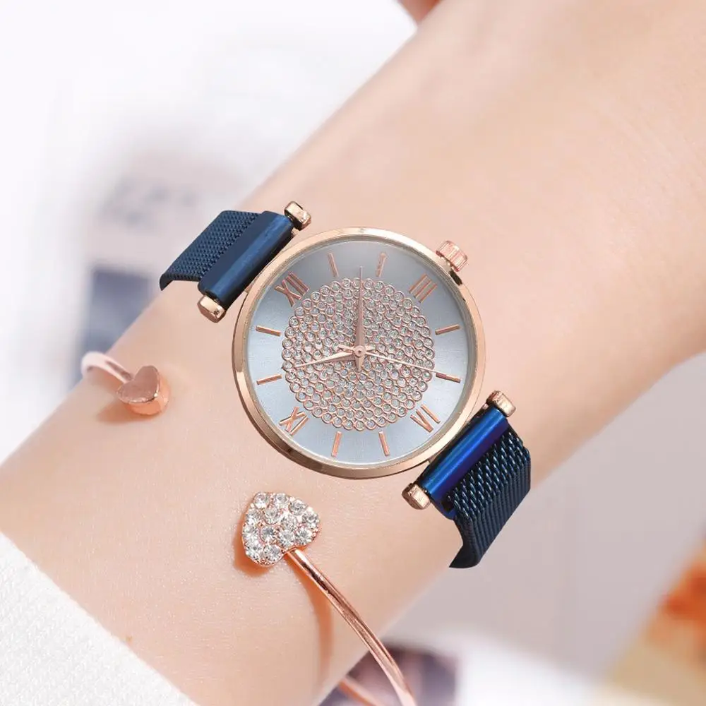 Новые Роскошные Алмазные женские модные красные часы кварцевые наручные для