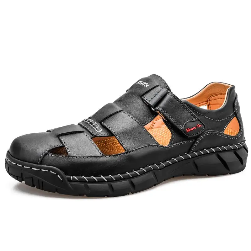 

2021 Classic Mens Sandals Summer Genuine Leather Sandals Men Outdoor Casual Lightweight Sandal Fashion Men Slipper Size 38-48