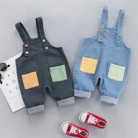 kids baby boys girls denim long jeans patchwork overalls toddler fashion infant boy girl playsuit clothes clothing long trousers