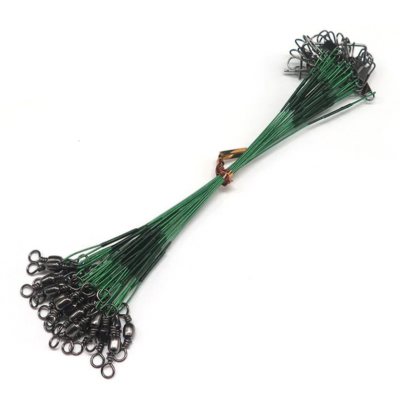 24 шт./лот рыболовная приманка Trace Wire Leader line Вертлюг Акула спиннинг с зеленым 15