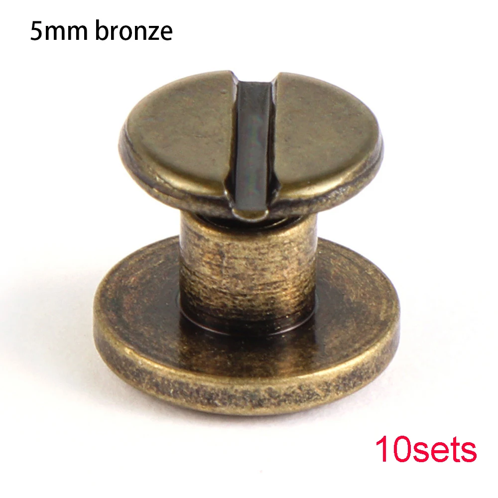 bronze 5mm 10 комплектов полезный 10 мм Твердый винт гвоздь заклепки двойная плоская головка ремень/ремень заклепки багаж кожа металл ремесло высокое качество - Цвет: bronze 5mm