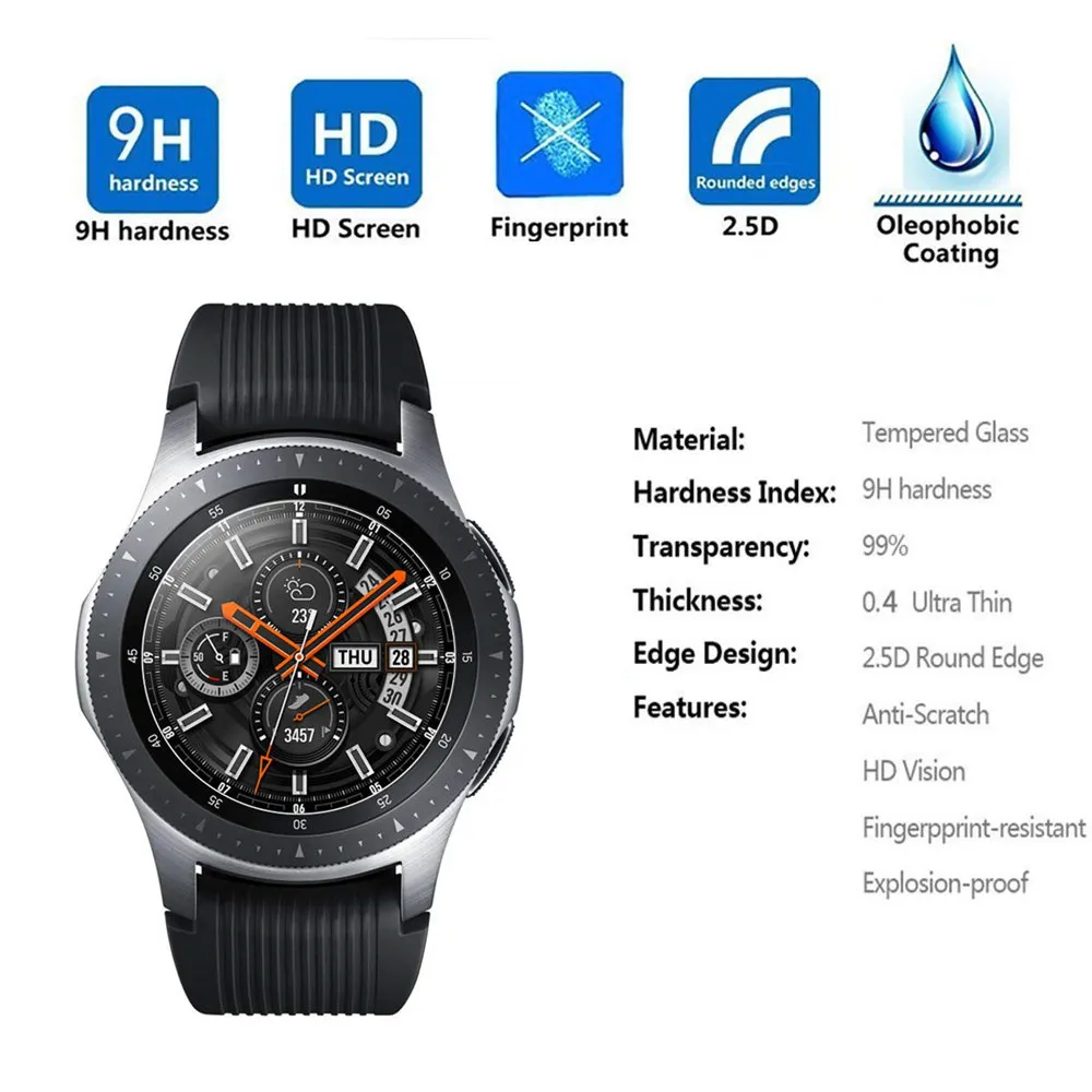 Экран протектор для samsung Шестерни S3 Frontier/классические/S2 Galaxy Watch 46 мм/42 мм/Активный закаленное Стекло Смарт-часы, пленка 3 42 46 мм